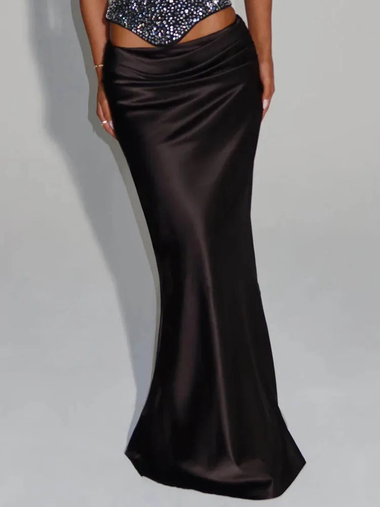 Mozision Pailletten Zweiteiler Damen – Elegantes Satin Crop Top & Langer Rock